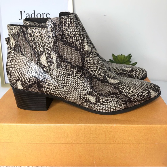 SNAKE Pewter Brown & Beige Pointed Toe Ankle Bootie Low Heel Boots Size 11 M NEW - Picture 9 of 11